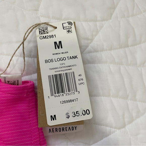 Adidas BOS logo tank top size medium in screaming pink/wild - Picture 7 of 9